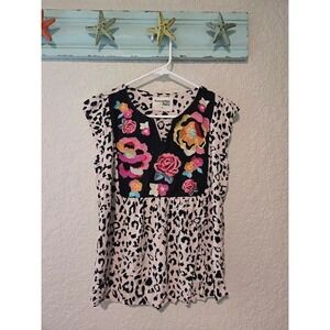 Savanna Jane Leopard Embroidered Blouse